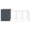 Dog House with Run Anthracite 84.3"x179.9"x71.3" Galvanized Steel