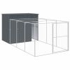 Dog House with Run Anthracite 84.3"x179.9"x71.3" Galvanized Steel